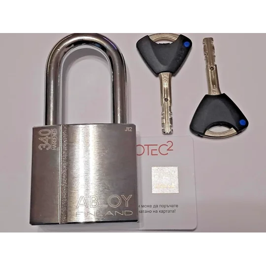 Abloy Protec2 PL 340 Steel Padlock With 2 Keys and Keycode Card