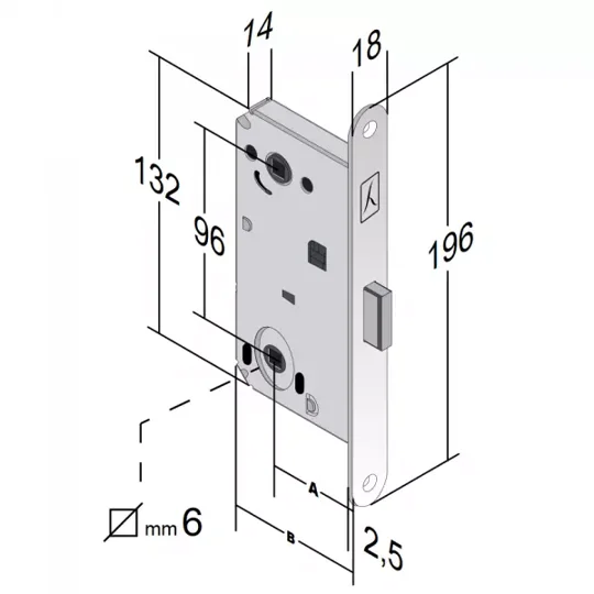 BONAITI B-Forty NG (Italy) Interior Magnetic Lock For WC /New Version/96mm Axis