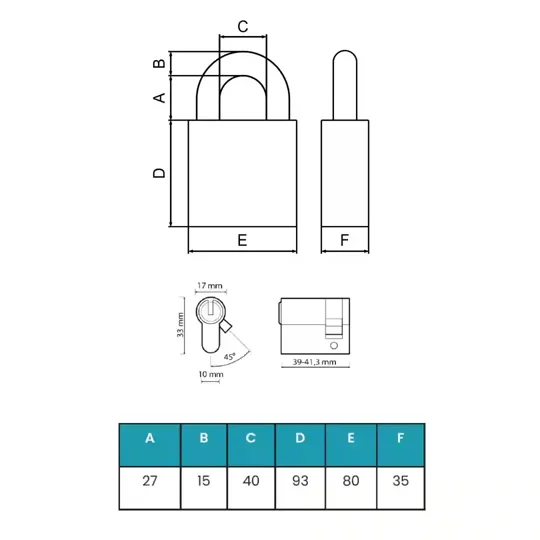 ANCHOR LÅS 590-6 For Euro Profile Cylinder /Sweden/High Security Padlock