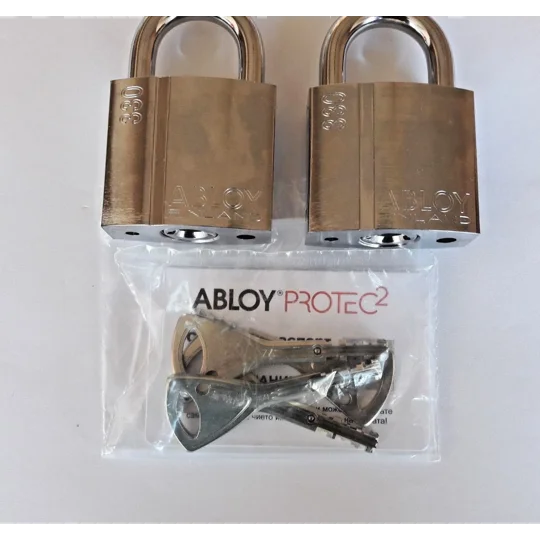 2 X ABLOY PL330/25T PROTEC 2 Keyed Alike Padlocks with 4 Keys
