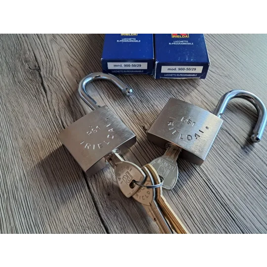 2 X RIELDA Keyed Alike Padlocks Re-programable High Security/W Key Set 3+1