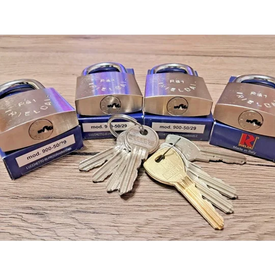 4 X RIELDA Keyed Alike Padlocks Re-programable High Security/With 8 +1 Keys