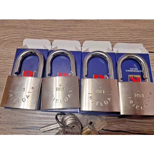 4 X RIELDA Keyed Alike Padlocks Re-programable High Security/With 8 +1 Keys