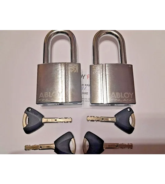2 X Keyed Alike Padlocks ABLOY PROTEC2 PL340/50 T /High-Security/ With 4 Keys