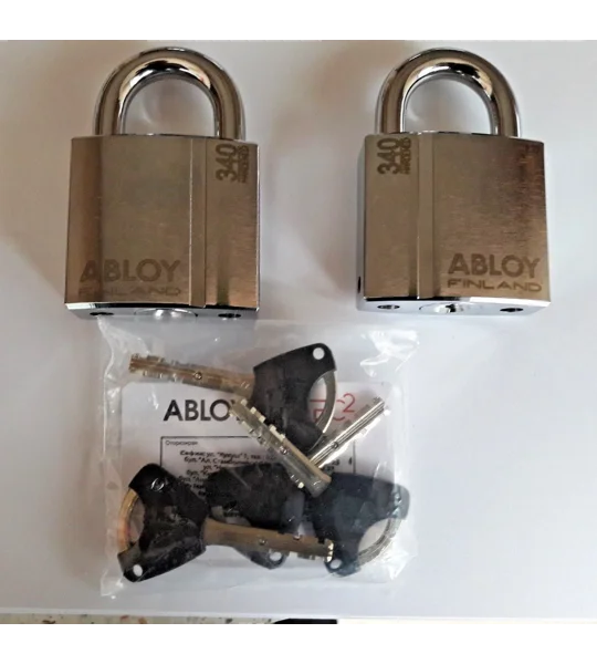 2 X Keyed Alike Padlocks ABLOY PROTEC2 PL340/25 T /High-Security/ With 4 Keys