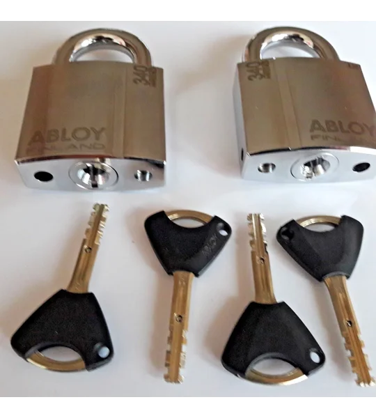 2 X Keyed Alike Padlocks ABLOY PROTEC2 PL340/25 T /High-Security/ With 4 Keys