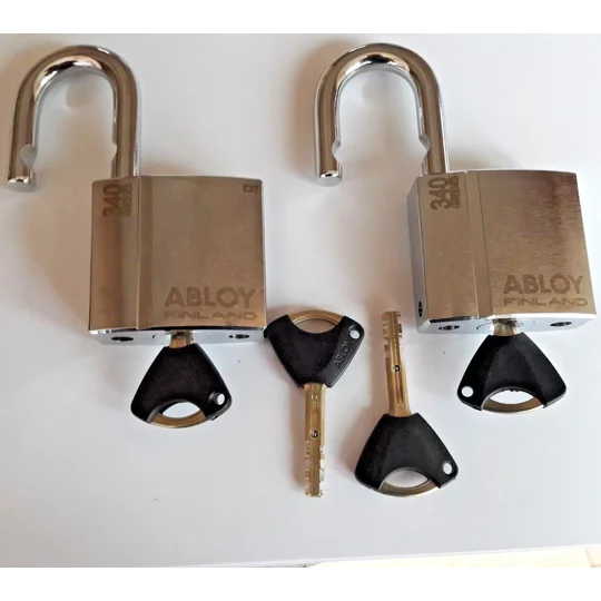 2 X Keyed Alike Padlocks ABLOY PROTEC2 PL340/25 T /High-Security/ With 4 Keys