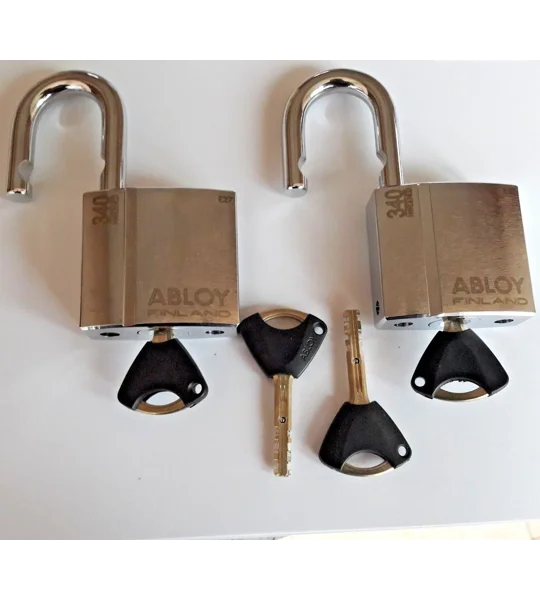 2 X Keyed Alike Padlocks ABLOY PROTEC2 PL340/25 T /High-Security/ With 4 Keys