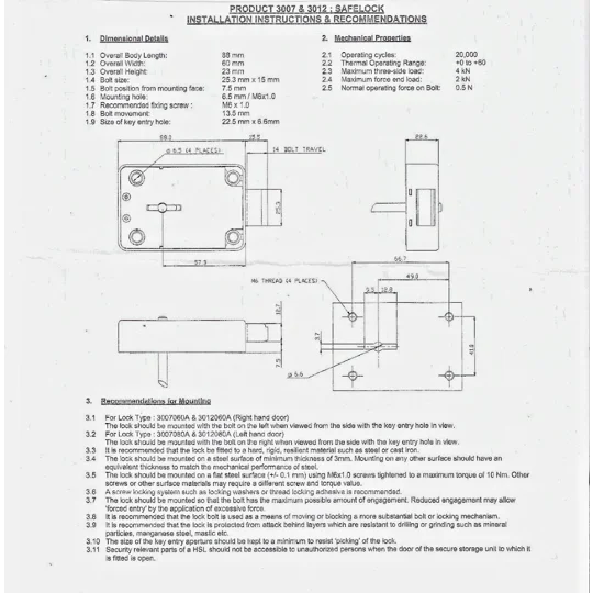 LOWE & FLETCHER 3012 Safe Lock VDS Class 1