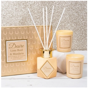 Reed Diffuser - Cream Diffuser & Candle Set Lime Basil And..