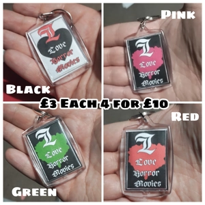 I Love Horror Movies Keyring (Choose from Drop odwn menu)