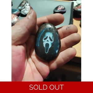 Sold - Handcrafted : Ghost Face / Scream Decorated Horror Rock | Collectors Item OOAK