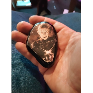 Handcrafted : Pinhead / Hellraiser Decorated Horror Rock  | Collectors Item OOAK