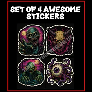 4 Large Creepy Monster Stickers (Set 5)