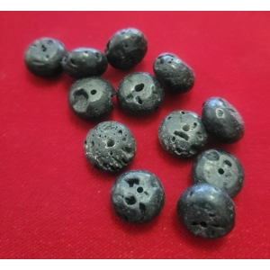 Black Lava Saucer Beads (4 pcs)