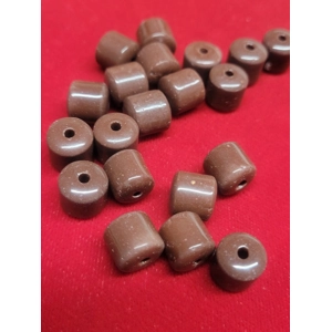 Vintage Czech Cylinder Beads - Brown (2 pcs)