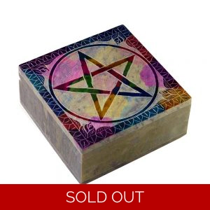 Soapstone Trinket Box With Pentagram Design