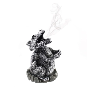 Silver Smoking Dragon Incense Cone Holder
