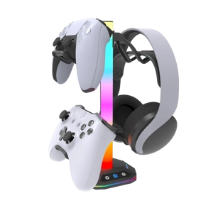 RGB Game Controller Stand w/ 4 Slots, 2 USB Ports, Chargin..