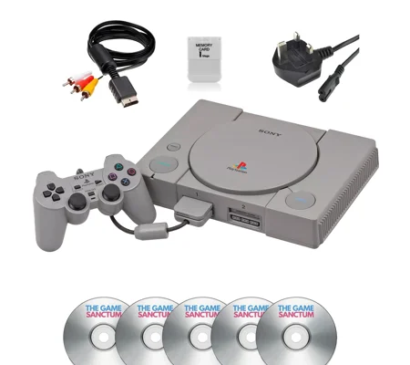 Sony PlayStation 1 Console (PS1) Full Bundle + 5 RANDOM GAMES