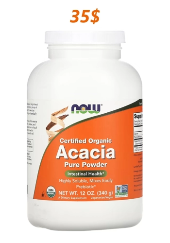 Acacia Powder 6500mg 52' - NOW (Arabic Gum)