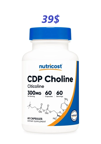 CDP Choline 300mg 60' - Nutricost (Citicoline)