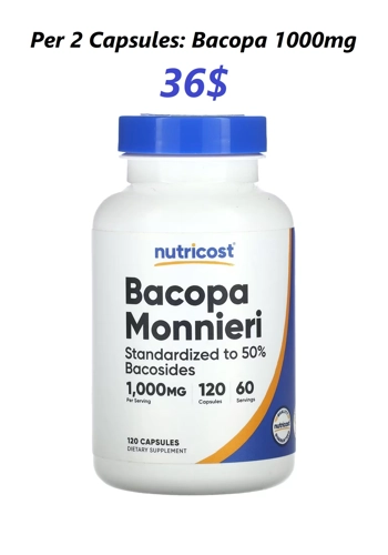 Bacopa 1000mg 120' - Nutricost