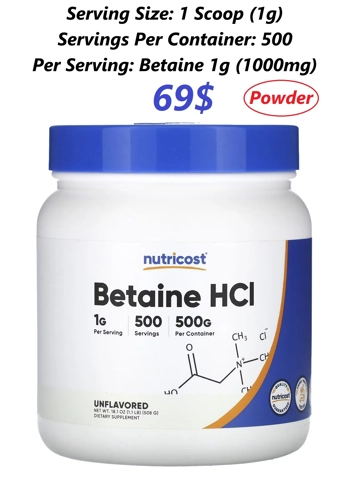 Betaine 1000mg 500' - Nutricost