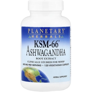 Ashwagandha KSM-66 600mg 120' - Planetary Herbals ‎(‎‎600mg Per 2 Capsules‎‎)‎