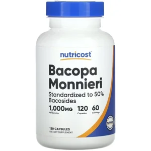 Bacopa Monnieri 1000mg 120 Pills - Nutricost (1000mg Per 2 Capsules) Bottle - Lebanon Supplements