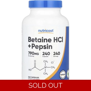 Betaine HCl + Pepsin 790mg 240' - Nutricost