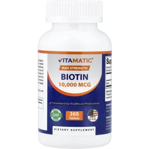 Biotin 10,000mcg 365 pills - Vitamatic Bottle - Lebanon Supplements