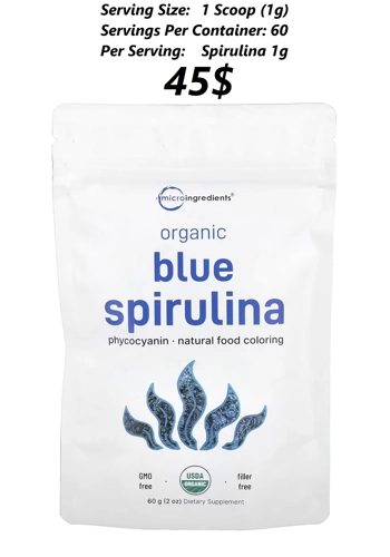 Blue Spirulina 1000mg 60' - MicroIngredients