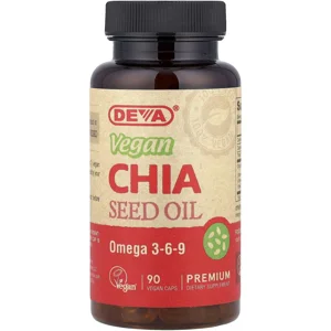 Chia Seed Oil 90 pills - Deva (1000mg Per 2 Capsules) Bottle - Lebanon Supplements