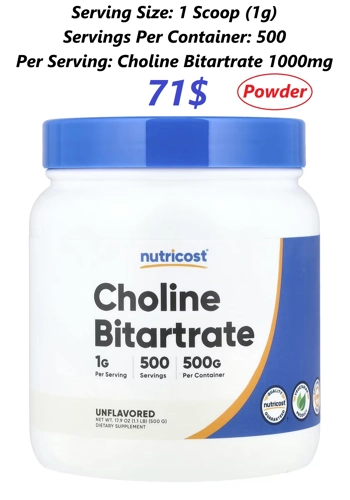 Choline 1000mg 500' - Nutricost