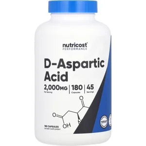 D-Aspartic Acid 2000mg 180 Pills - Nutricost (DAA) (2000mg Per 4 Capsules) Bottle - Lebanon Supplements
