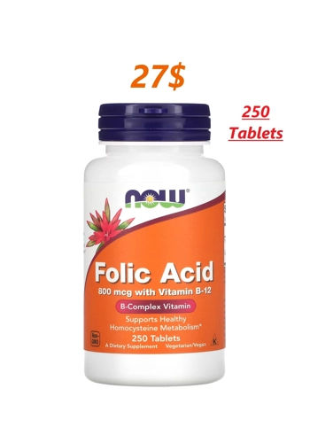 Folic Acid 800mcg 250' - NOW