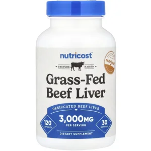Grass-Fed Beef Liver 3000mg 120' - Nutricost (3000mg Per 4 Capsules)