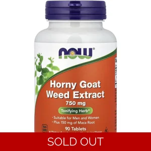 Horny Goat Weed 750mg 90 Pills - NOW (+Maca 150mg) Bottle - Lebanon Supplements