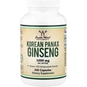 Korean Ginseng 1000mg 240' - Double Wood (1000mg Per 2 Capsules) (Red Panax Ginseng)