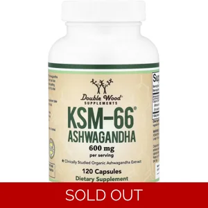 KSM-66 Ashwagandha 600mg 120 pills - Double Wood (600mg Per 2 Capsules) Bottle - Lebanon Supplements