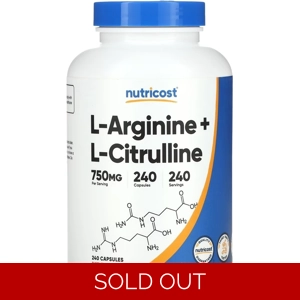 L-Arginine + L-Citrulline 750mg 240' - Nutricost