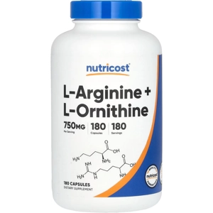 L-Arginine + L-Ornithine 750mg 180' - Nutricost