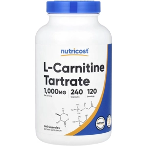 L-Carnitine 1000mg 240' - Nutricost (1000mg Per 2 Capsules)