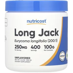 Long Jack Powder 250mg 400 Servings - Nutricost (Tongkat Ali) Bottle - Lebanon Supplements