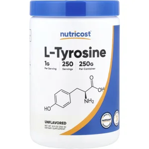 L-Tyrosine Powder 1000mg 250 Servings - Nutricost Bottle - Lebanon Supplements