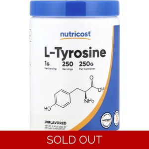 L-Tyrosine Powder 1000mg 250 Servings - Nutricost Bottle - Lebanon Supplements