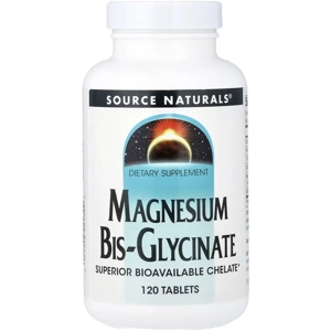 Magnesium Bisglycinate 120' - Source Naturals (200mg Per 2 Tablets)