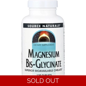 Magnesium Bisglycinate 120' - Source Naturals (200mg Per 2 Tablets)