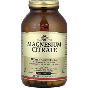 Magnesium Citrate 120' - Solgar (400mg Per 2 Tablets)